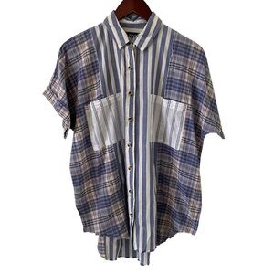 BDG Urban Outfitters Mixed Stripe Blue Button Down Shirt Women’s Size Small